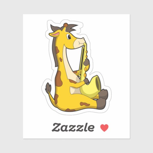 Giraffe bij Muziek met Saxophone.PNG Sticker (Vel)
