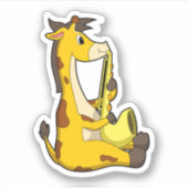 Giraffe bij Muziek met Saxophone.PNG Sticker (Voorkant)