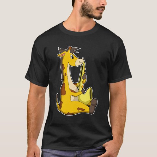 Giraffe bij Muziek met Saxophone.PNG T-shirt (Voorkant)