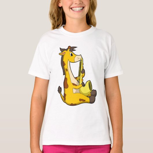 Giraffe bij Muziek met Saxophone.PNG T-shirt (Voorkant)