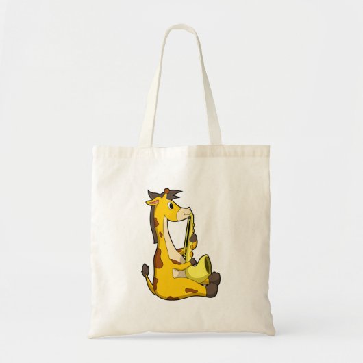 Giraffe bij Muziek met Saxophone.PNG Tote Bag (Voorkant)