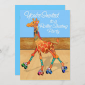 Giraffe bij Roller Rink Party Kaart (Voorkant / Achterkant)