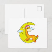 Giraffe bij Slapen met Maan Briefkaart (Voorkant / Achterkant)