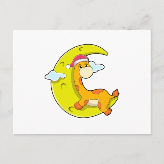 Giraffe bij Slapen met Maan Briefkaart (Voorkant)