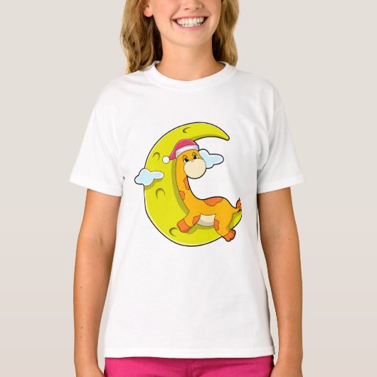 Giraffe bij Sleeping with Moon T-shirt (Voorkant)