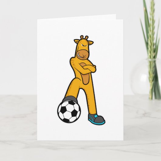 Giraffe bij Sport met Voetbal Kaart (Voorkant)