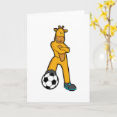 Giraffe bij Sport met Voetbal Kaart (Gele Bloem)