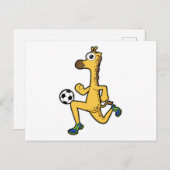 Giraffe bij voetbal sport briefkaart (Voorkant / Achterkant)