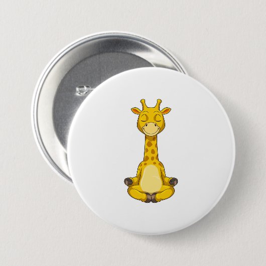 Giraffe bij Yoga Meditation Ronde Button 7,6 Cm (Voorkant /achterkant)
