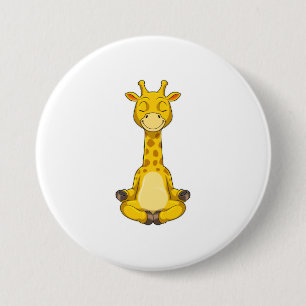 Giraffe bij Yoga Meditation Ronde Button 7,6 Cm