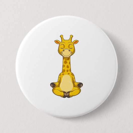 Giraffe bij Yoga Meditation Ronde Button 7,6 Cm (Voorkant)