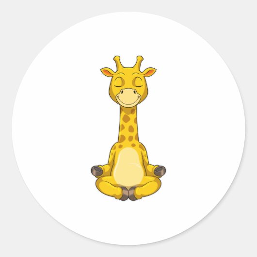 Giraffe bij Yoga Meditation Ronde Sticker (Voorkant)