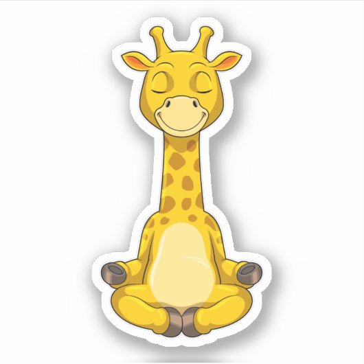 Giraffe bij Yoga Meditation Sticker (Voorkant)