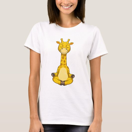 Giraffe bij Yoga Meditation T-shirt (Voorkant)