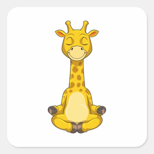 Giraffe bij Yoga Meditation Vierkante Sticker (Voorkant)
