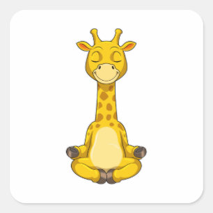 Giraffe bij Yoga Meditation Vierkante Sticker