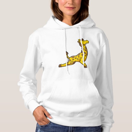 Giraffe bij Yoga Stretching Leg Hoodie (Voorkant)