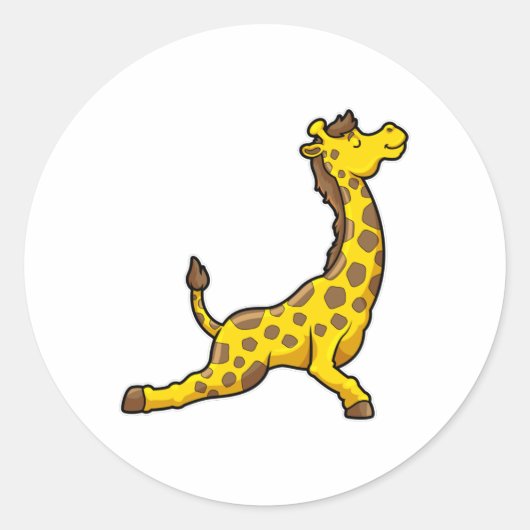 Giraffe bij Yoga Stretching Leg Ronde Sticker (Voorkant)
