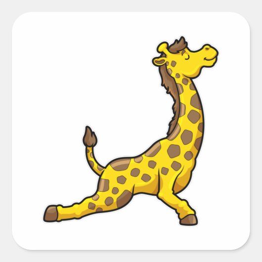 Giraffe bij Yoga Stretching Leg Vierkante Sticker (Voorkant)