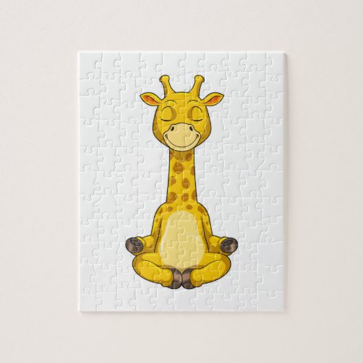 Giraffe bij yogameditatie legpuzzel (Verticaal)
