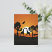 Giraffe bij zonsondergang briefkaart (Staand voorkant)