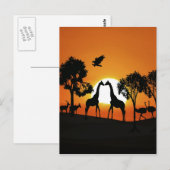 Giraffe bij zonsondergang briefkaart (Voorkant / Achterkant)
