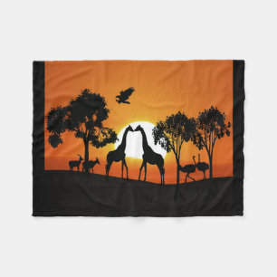 Giraffe bij zonsondergang fleece deken