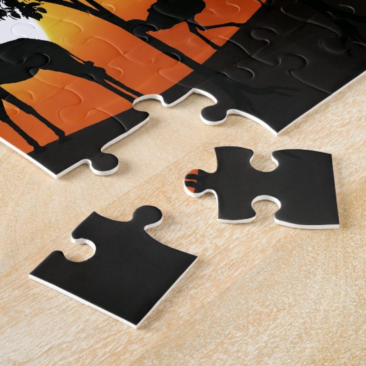 Giraffe bij zonsondergang legpuzzel (Zijkant)
