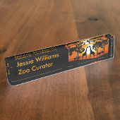 Giraffe bij zonsondergang naambordje (Zijkant)