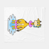 Giraffe bij zwemmen met draaiende ring fleece deken (Voorkant (Horizontaal))