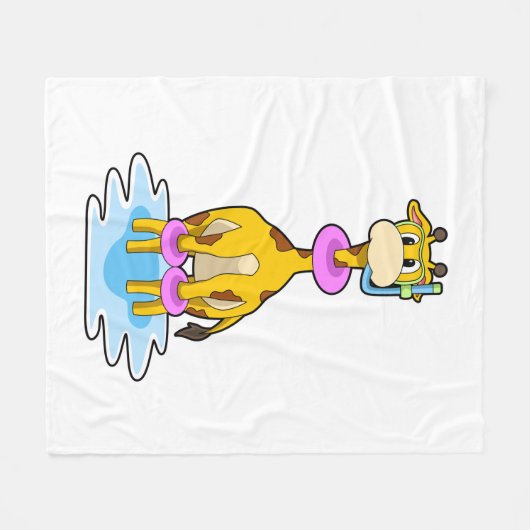 Giraffe bij zwemmen met draaiende ring fleece deken (Voorkant (Horizontaal))