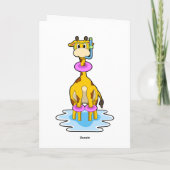 Giraffe bij zwemmen met draaiende ring kaart (Achterkant)