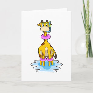 Giraffe bij zwemmen met draaiende ring kaart
