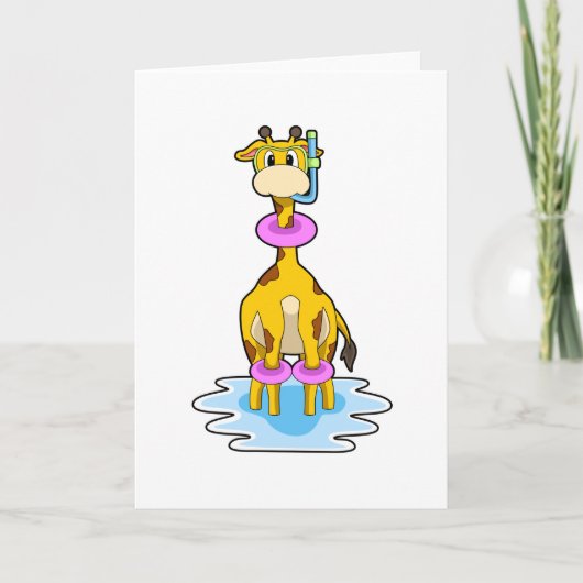 Giraffe bij zwemmen met draaiende ring kaart (Voorkant)