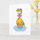 Giraffe bij zwemmen met draaiende ring kaart (Gele Bloem)