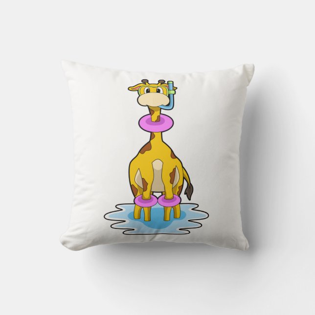 Giraffe bij zwemmen met draaiende ring kussen (Voorkant)