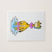 Giraffe bij zwemmen met draaiende ring legpuzzel (Horizontaal)