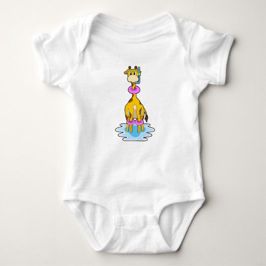 Giraffe bij zwemmen met draaiende ring romper (Voorkant)