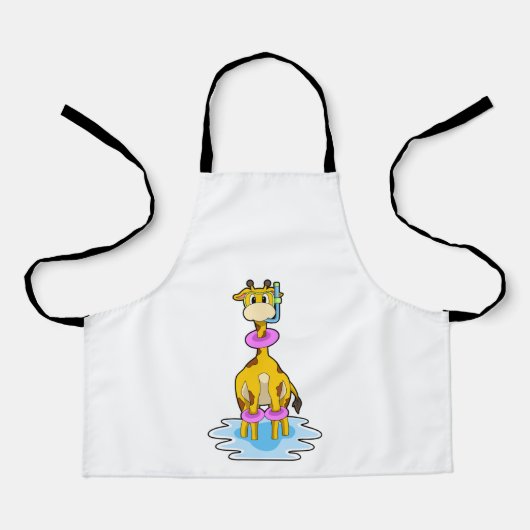 Giraffe bij zwemmen met draaiende ring schort (Voorkant)