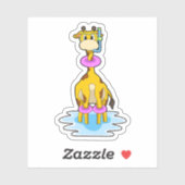 Giraffe bij zwemmen met draaiende ring sticker (Vel)