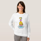 Giraffe bij zwemmen met draaiende ring t-shirt (Voorkant volledig)