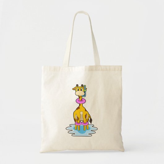 Giraffe bij zwemmen met draaiende ring tote bag (Voorkant)