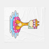 Giraffe bij zwemmen met Snorkel Fleece Deken (Voorkant (Horizontaal))