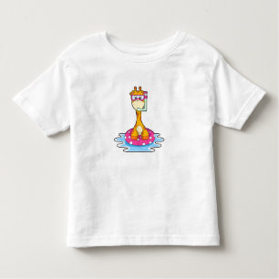 Giraffe bij zwemmen met Snorkel Kinder Shirts