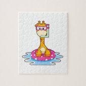Giraffe bij zwemmen met Snorkel Legpuzzel (Verticaal)