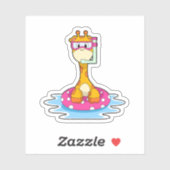 Giraffe bij zwemmen met Snorkel Sticker (Vel)