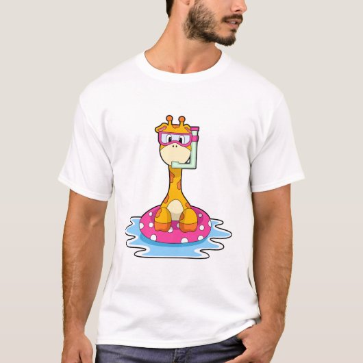 Giraffe bij zwemmen met Snorkel T-shirt (Voorkant)