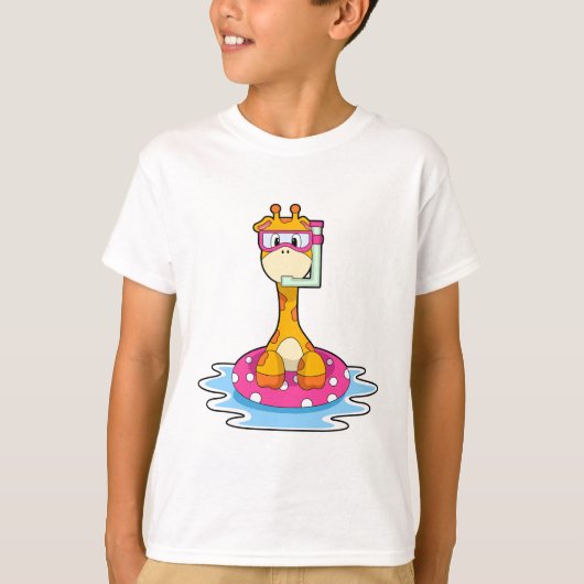 Giraffe bij zwemmen met Snorkel T-shirt (Voorkant)