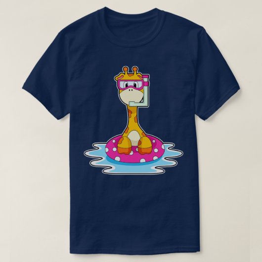 Giraffe bij zwemmen met Snorkel T-shirt (Design voorkant)