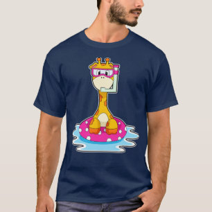 Giraffe bij zwemmen met Snorkel T-shirt